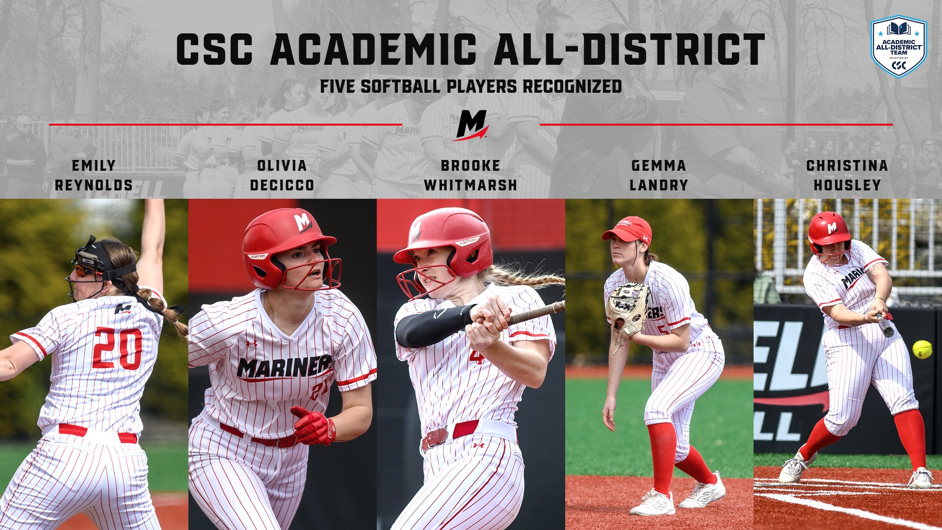 Five Softball Players Named to CSC Academic All-District Team
