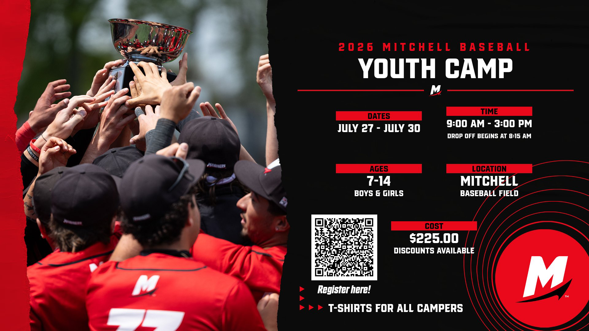Dates Announced for Mitchell Summer Baseball Camp