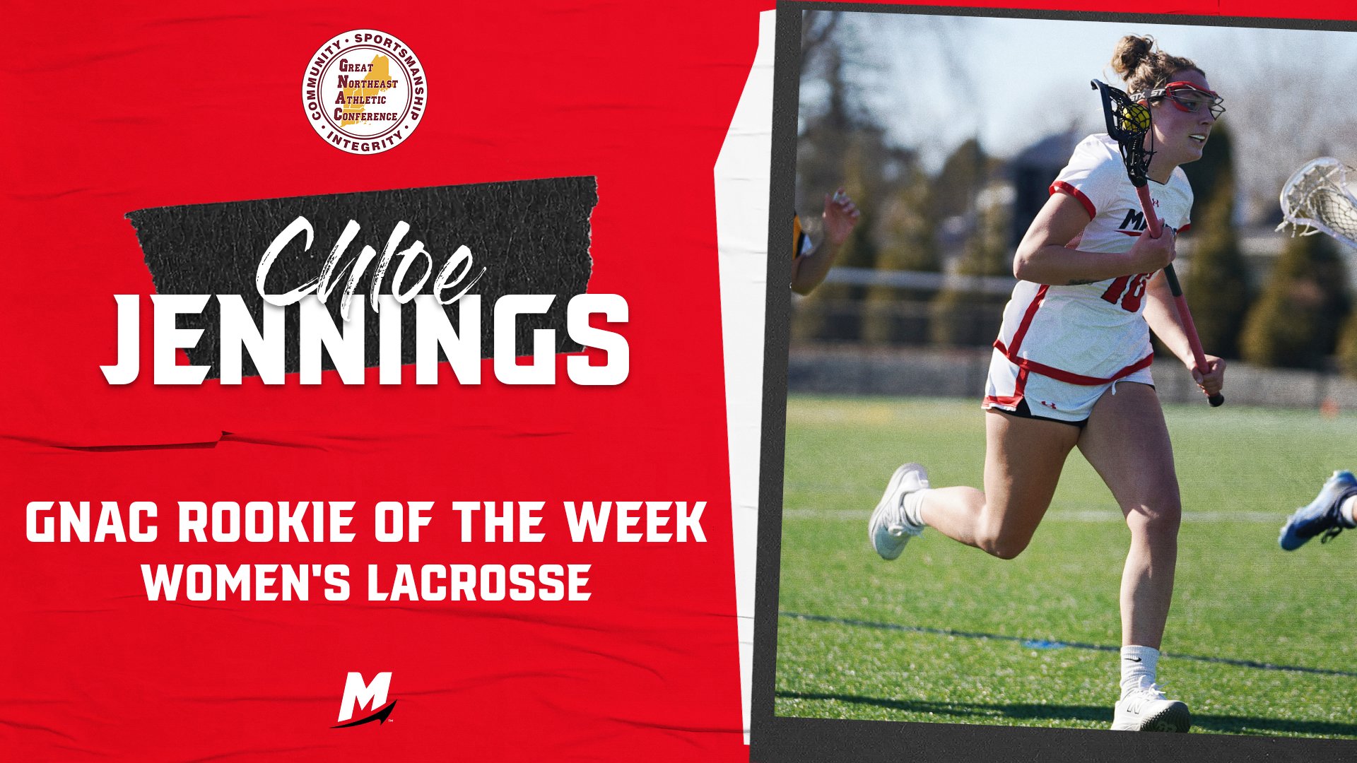 Jennings Named GNAC Women&rsquo;s Lacrosse Rookie of the Week